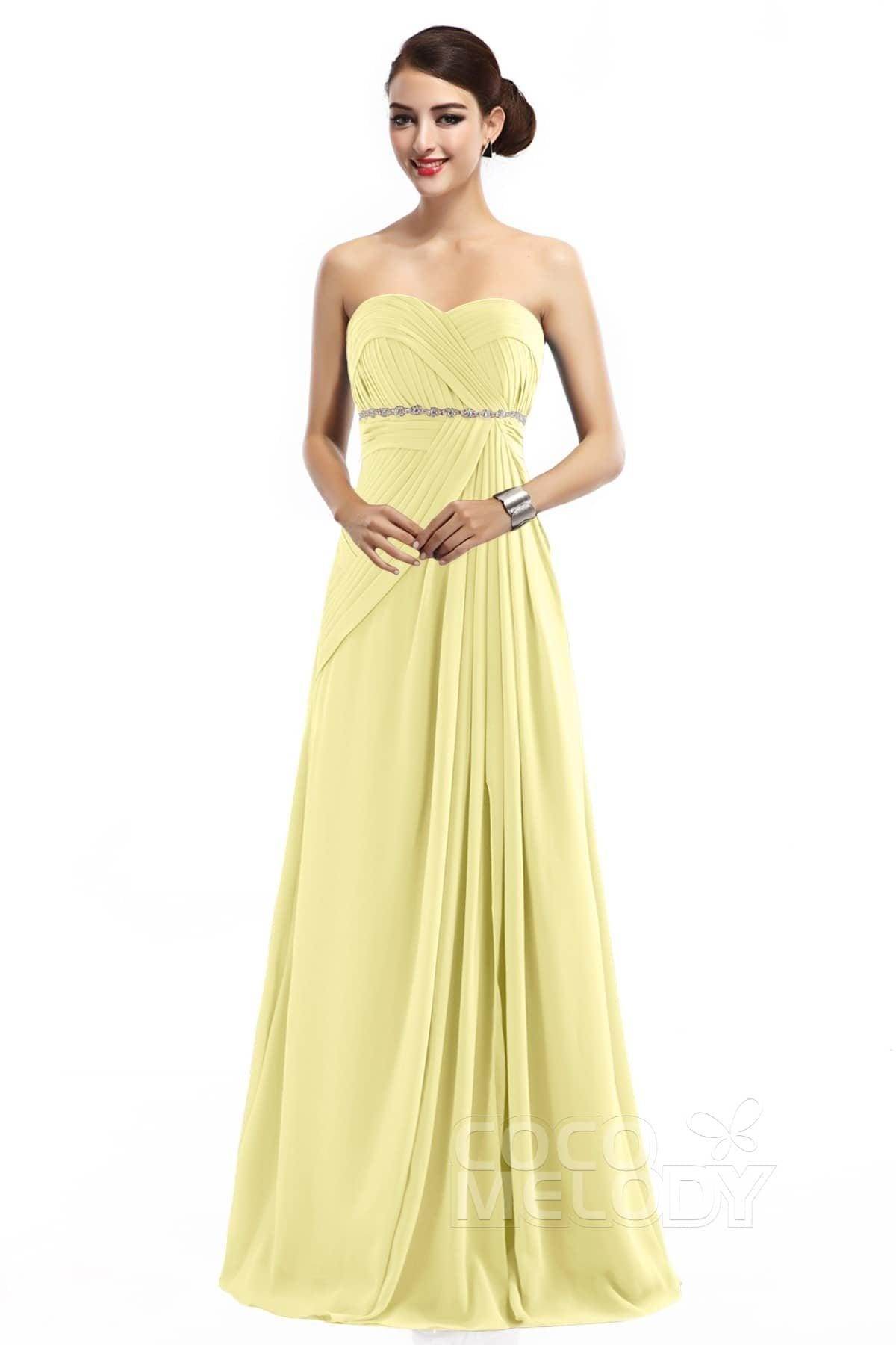 Sheath Floor Length Chiffon Bridesmaid Dress COZF14022 - COCOMELODY